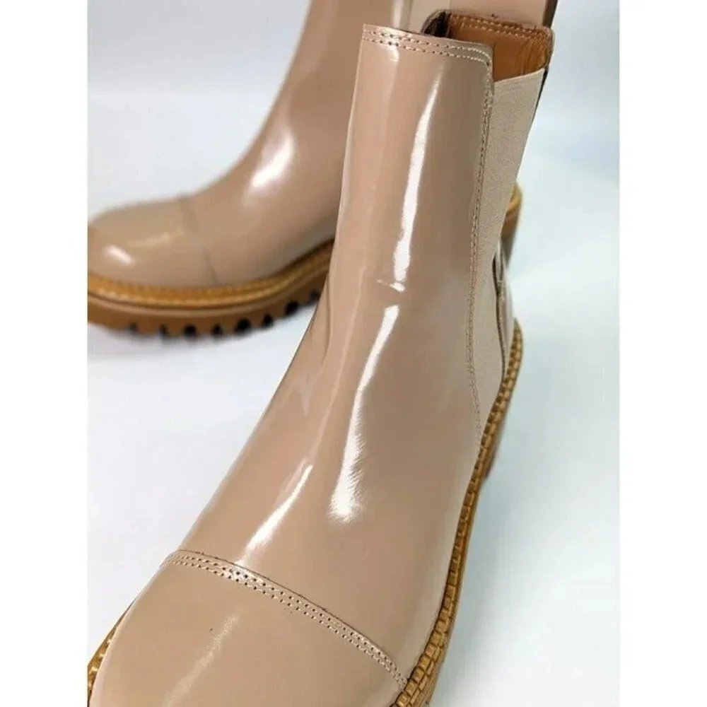 See By Chloe Women's Mallory Leather Chelsea Boots Beige Size 37 EU MSRP $475 - Picture 6 of 11